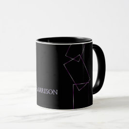 Paarse Zwarte Geometrische Frame Custom Koffiemok Mok