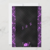 Paarse zwarte glitter Lijst bruiloft uitnodiging (Achterkant)
