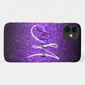 Paarse Zwarte Glitter Ombre Persoonlijk Case-Mate iPhone Case (Achterkant (horizontaal))