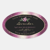 Paarse zwarte Glitter-productlabels - Roos ventila Ovale Sticker (Voorkant)