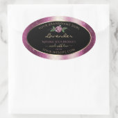 Paarse zwarte Glitter-productlabels - Roos ventila Ovale Sticker (Tas)