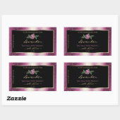 Paarse zwarte Glitter-productlabels - Roos ventila Rechthoekige Sticker (Vel)