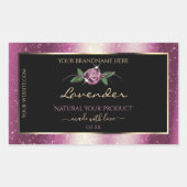 Paarse zwarte Glitter-productlabels - Roos ventila Rechthoekige Sticker (Voorkant)