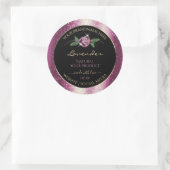 Paarse zwarte Glitter-productlabels - Roos ventila Ronde Sticker (Tas)