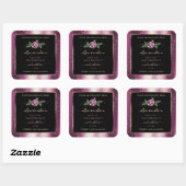 Paarse zwarte Glitter-productlabels - Roos ventila Vierkante Sticker (Vel)