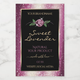 Paarse zwarte Glitter-productlabels - Roos ventila Voedselcontainer Etiket
