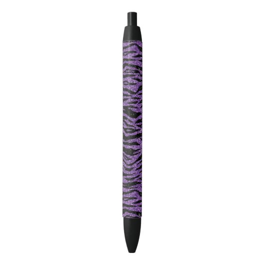 Paarse zwarte glitter zebra print inkt pen (Voorkant Verticaal)
