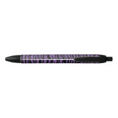 Paarse zwarte glitter zebra print inkt pen (Achterkant)