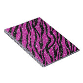 Paarse zwarte Glitter Zebra Print Spiral notebook Notitieboek (Rechterzijde)