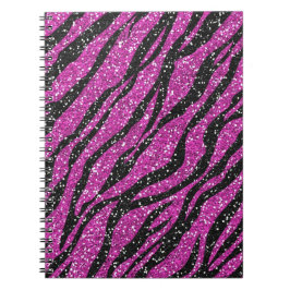 Paarse zwarte Glitter Zebra Print Spiral notebook Notitieboek