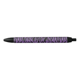 Paarse zwarte glitter zebra print zwarte inkt pen