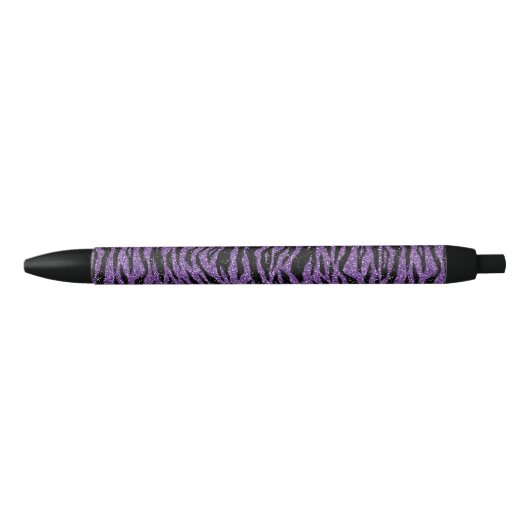 Paarse zwarte glitter zebra print zwarte inkt pen (Voorkant)