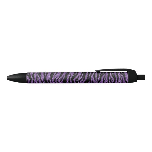 Paarse zwarte glitter zebra print zwarte inkt pen (Bovenkant)