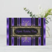 Paarse zwarte gouden vrouwen 50ste verjaardagsfees kaart (Staand voorkant)