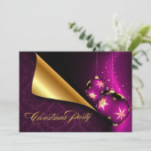 Paarse zwarte goudlegant kerstfeest kaart (Staand voorkant)