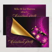 Paarse zwarte goudlegant kerstfeest kaart (Voorkant / Achterkant)