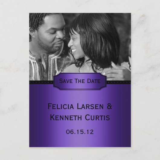 Paarse zwarte gradiëntfoto Sla de datum op Aankondigingskaart (Voorkant)