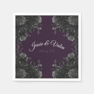 Paarse zwarte grijze Rozen Gothic Wedding Servet