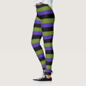 Paarse zwarte groene witchy strepen Halloween Leggings (Links)