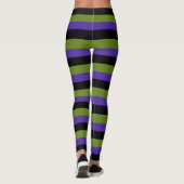 Paarse zwarte groene witchy strepen Halloween Leggings (Achterkant)
