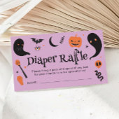 Paarse zwarte Halloween Baby shower Luier Raffle Informatiekaartje