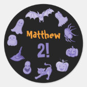 Paarse zwarte Halloween Ronde Sticker (Voorkant)