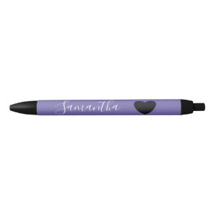 Paarse zwarte hart gepersonaliseerde naam inkt pen