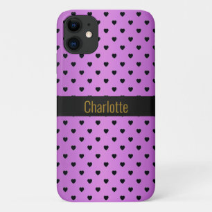 PAARSE ZWARTE HART PATROON IPHONE AANpasbaar Case-Mate iPhone Case