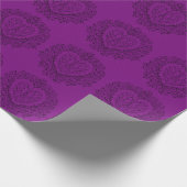 Paarse zwarte hart wervelt gotische bruiloft cadeaupapier (Hoek)