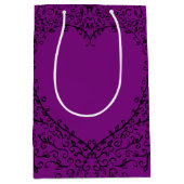 Paarse zwarte hart wervelt gotische bruiloft medium cadeauzakje (Voorkant)