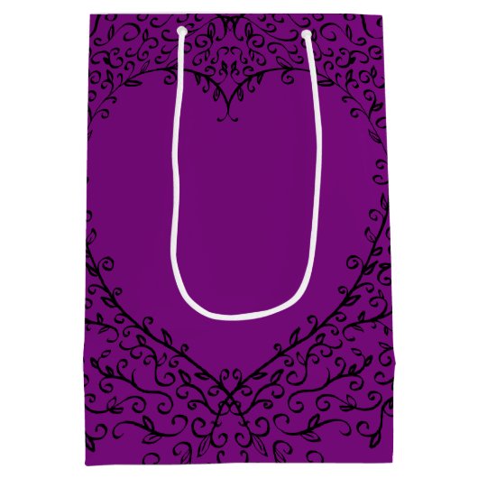 Paarse zwarte hart wervelt gotische bruiloft medium cadeauzakje (Achterkant)