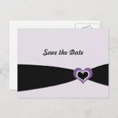 Paarse zwarte hartlint sparen de Datum Aankondigingskaart (Voorkant / Achterkant)