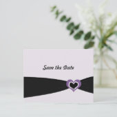 Paarse zwarte hartlint sparen de Datum Aankondigingskaart (Staand voorkant)