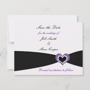 Paarse zwarte hartlint sparen de Datum Save The Date