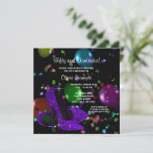 Paarse zwarte hoge hakken vrouwen verjaardagsfeest kaart (Staand voorkant)