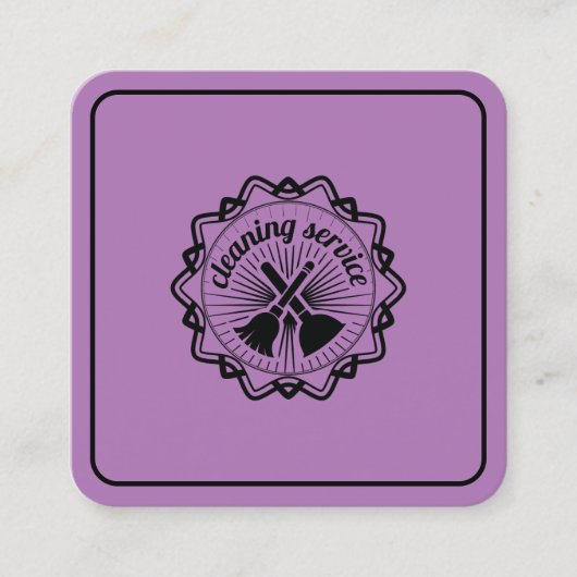 Paarse & Zwarte Huishoudster Huisschoonmaakdienste Vierkante Visitekaartje (Voorkant)