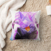 Paarse Zwarte Iris Waterverf Bloem Bloemstuk Kussen (Deken)