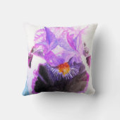 Paarse Zwarte Iris Waterverf Bloem Bloemstuk Kussen (Achterkant)