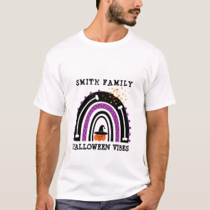 Paarse Zwarte jack-o-lantaarn Boho Regenboog Hallo T-shirt
