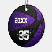 paarse zwarte kinder teamkleuren: basketbal keramisch ornament (Links)