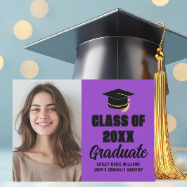 Paarse zwarte klasse van 2025 Foto Afstuderen Aankondiging