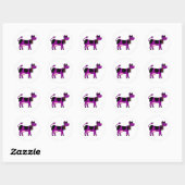 Paarse & zwarte Koe met roze tepels Ronde Sticker (Vel)