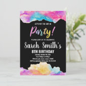 Paarse zwarte kunst in feestverf kaart (Staand voorkant)