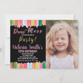 Paarse Zwarte Kunst op Feestje Verf Verjaardag Fot Kaart (Voorkant)