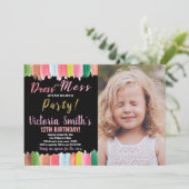 Paarse Zwarte Kunst op Feestje Verf Verjaardag Fot Kaart (Staand voorkant)