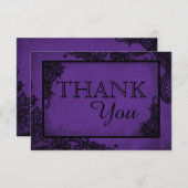 Paarse zwarte Lace Gothic Weddenschap Hartelijk da Bedankkaart (Voorkant / Achterkant)