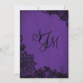 Paarse zwarte Lace Gothic Wedding Kaart (Achterkant)