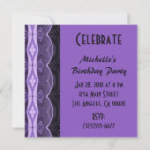 paarse zwarte lacey abstract kaart (Achterkant)