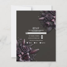 Paarse Zwarte Lelie Roze Bloemige Trouw RSVP