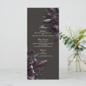 Paarse Zwarte Lily Roos Bloemige Trouwmenu Menu (Staand voorkant)